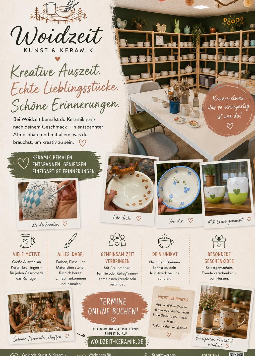 Sommerangebot mit 15 % Rabatt, dekorative Elemente und Produktinformationen in grün-weißer Gestaltung.